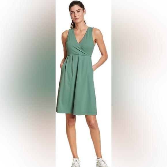NWT Eddie Bauer Aster 7 Days crossover dark  seafoam green Dress Large L pockets - Picture 4 of 12
